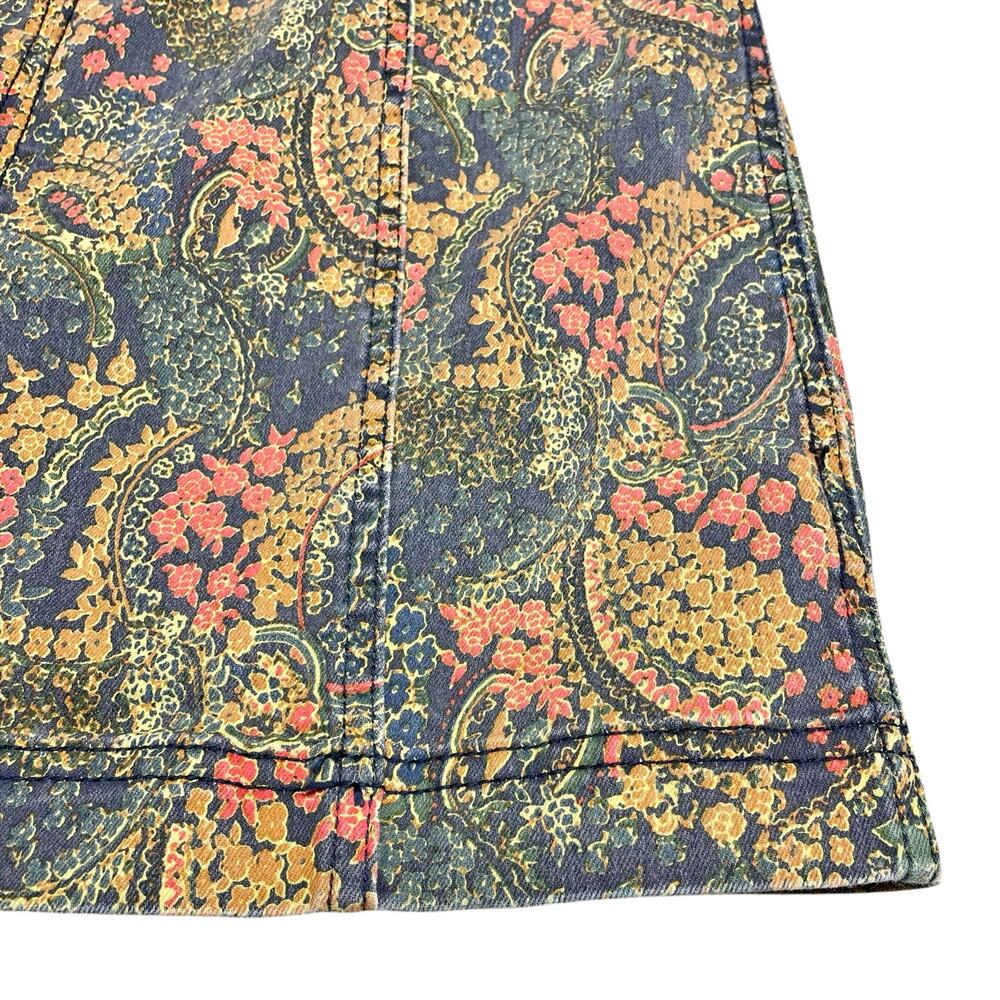 FREE PEOPLE Modern Femme Boho Paisley Stretch Denim Pencil Mini Skirt Size 8 - Picture 4 of 7